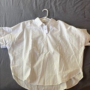 LOFT Blue and White Striped Blouse